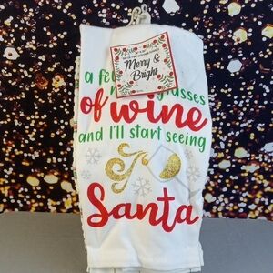 🎁 Wine Santa Christmas Kitchen Towel